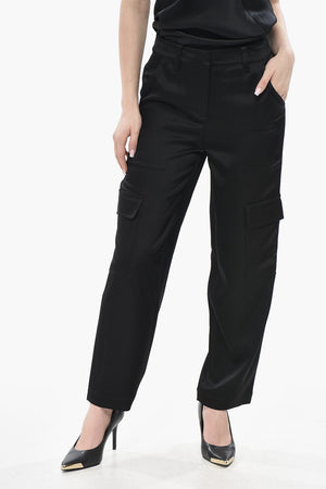 Satin Cargo Trousers with Belt Loops
