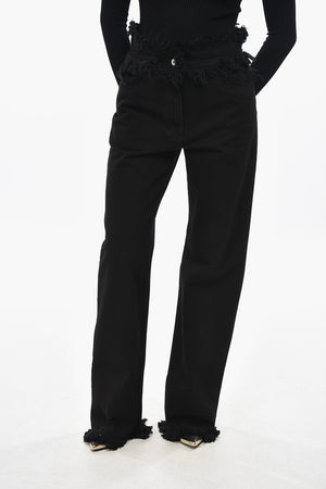 Straight-Fit Cotton Jeans With 20cm Frayed Hems
