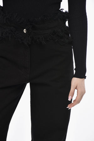 Straight-Fit Cotton Jeans With 20cm Frayed Hems