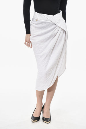 Asymmetric Viscose-Blend Midi Skirt