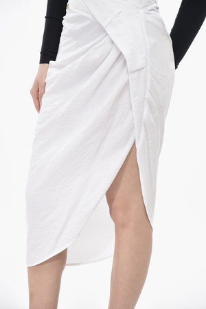 Asymmetric Viscose-Blend Midi Skirt