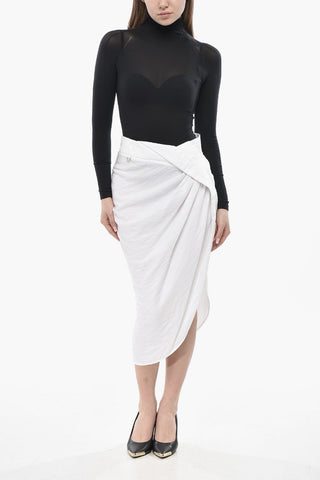 Asymmetric Viscose-Blend Midi Skirt