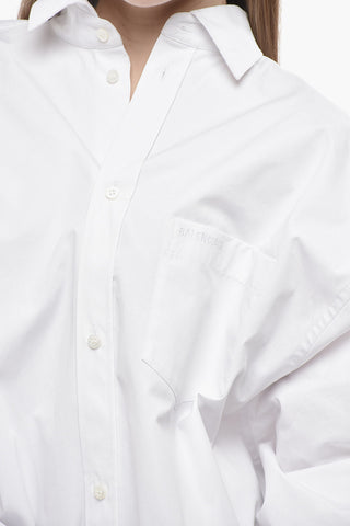 Asymmetric Cotton Shirt with Logo Pocket