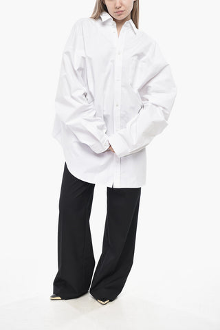 Asymmetric Cotton Shirt with Logo Pocket