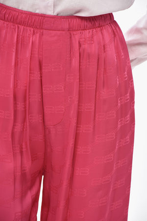 Monogram-Pattern Satin Jacquard Pants