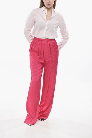 Monogram-Pattern Satin Jacquard Pants