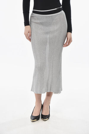 Lurex Midi Skirt With Waist Strap