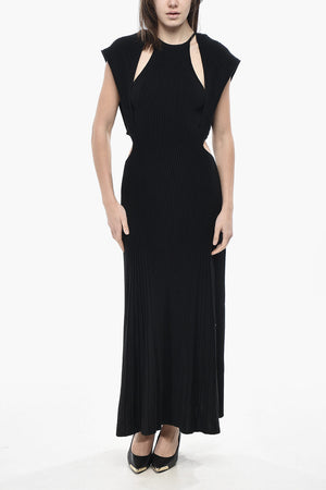Vestito in Lana a Costine con Cut-out
