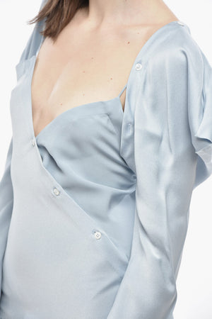 Slip Dress in Satin con Maniche Removibili