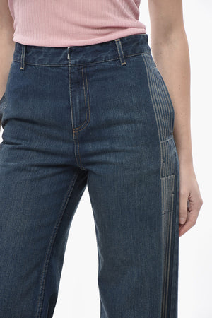 Jeans Mit Geradem Bein Und Jacquard-Seitenstreifen 27cm
