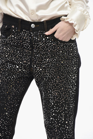 Jeans Straight Fit con Cristalli All-Over 22cm