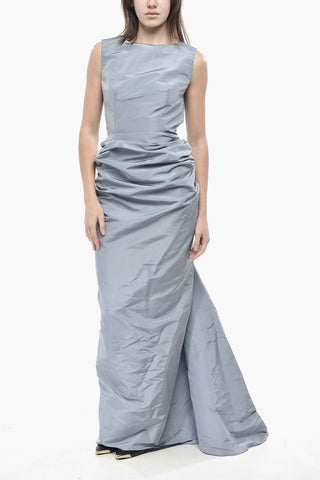 Vestito a Sirena in Seta con Scollatura Profonda Posteriore