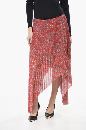Asymmetric Pleated Satin Skirt