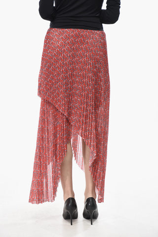 Asymmetric Pleated Satin Skirt
