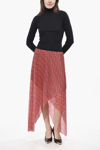 Asymmetric Pleated Satin Skirt