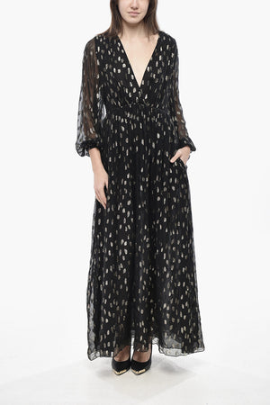 Chiffon Dress with Lurex Polka-Dot Pattern