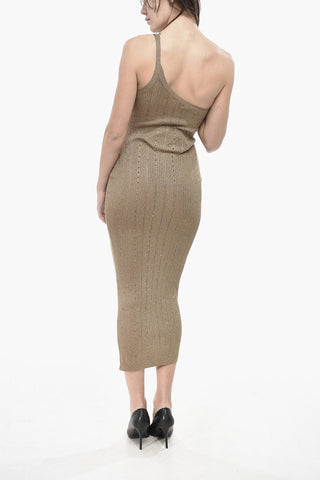 Lurex One-Shoulder Dress With Crystals
