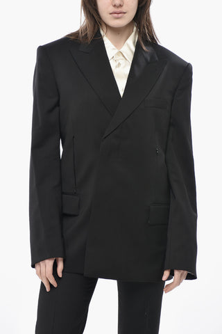 Doppelreihiger Blazer aus Wolle mit Spitzenrevers