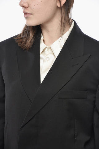 Doppelreihiger Blazer aus Wolle mit Spitzenrevers