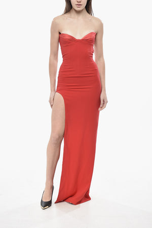Vestito Senza Spalline con Maxi Spacco
