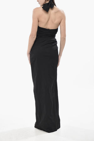 Halterneck-Kleid aus Stretch-Baumwolle mit Fransen-Detail