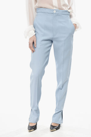 Pantaloni in Misto Lana con Spacchi alla Caviglia e Coulisse