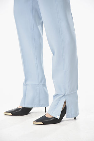 Pantaloni in Misto Lana con Spacchi alla Caviglia e Coulisse