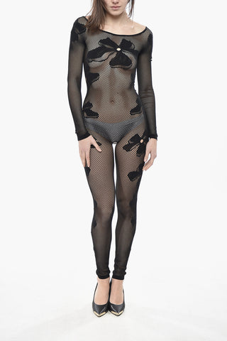 Jumpsuit CATSUIT aus floraler Mesh