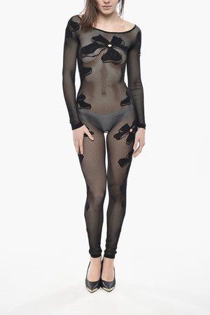 Jumpsuit CATSUIT aus floraler Mesh