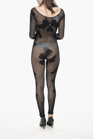 Jumpsuit CATSUIT aus floraler Mesh