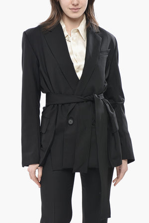Doppelreihiger Blazer Aus Schurwollmischung Mit Gürtel