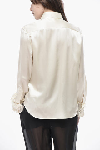 Bluse aus Seidensatin mit Schleife
