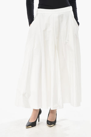 Cotton-Blend Flared Skirt with Front Darts