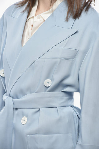 Blazer Doppiopetto in Misto Lana con Cintura