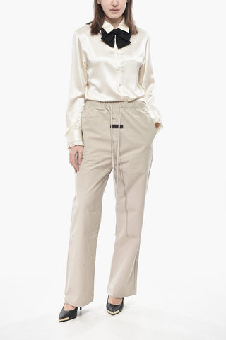 ESSENTIALS Casual Cotton-Blend Pants with Elastic Waistband