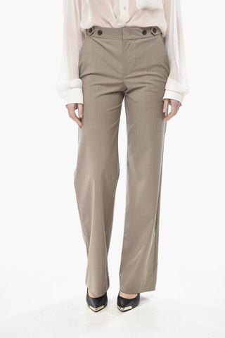 Straight-Fit Wool-Blend Trousers With Side Martingales