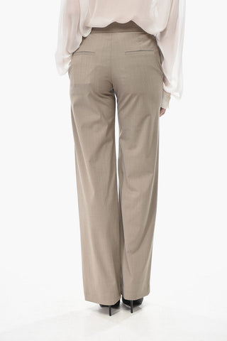 Straight-Fit Wool-Blend Trousers With Side Martingales
