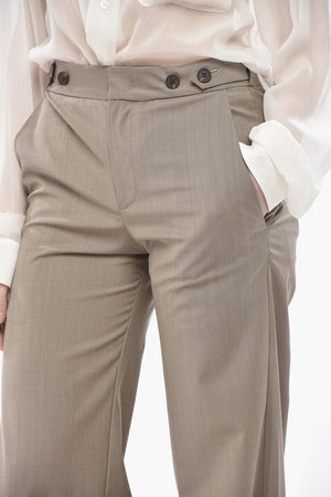 Pantaloni Straight Fit in Misto Lana con Martingale Laterali