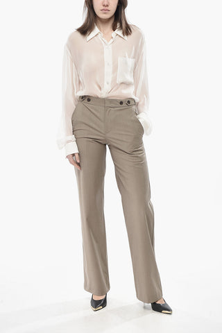 Straight-Fit Wool-Blend Trousers With Side Martingales