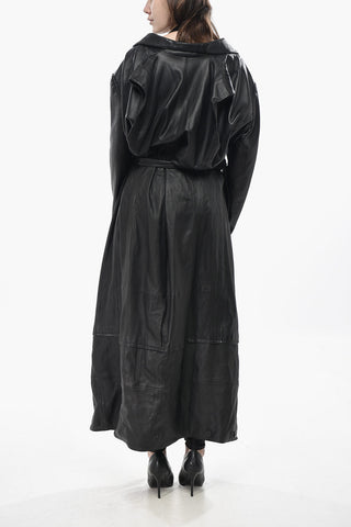 Leather Trench with Cut-outs and Belt