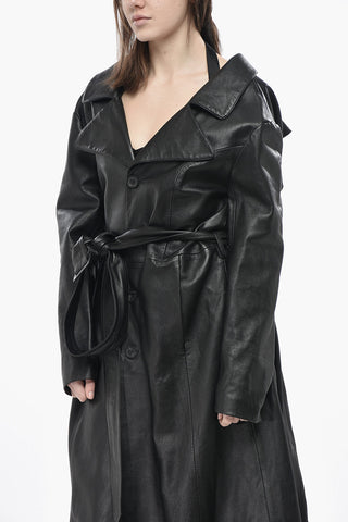 Leather Trench with Cut-outs and Belt