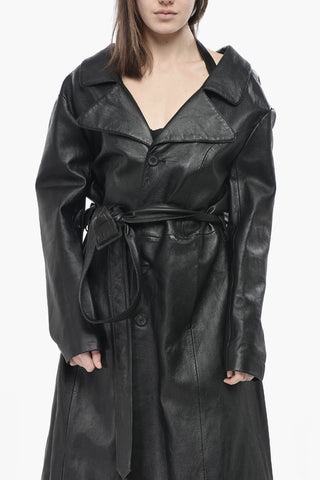 Leather Trench with Cut-outs and Belt