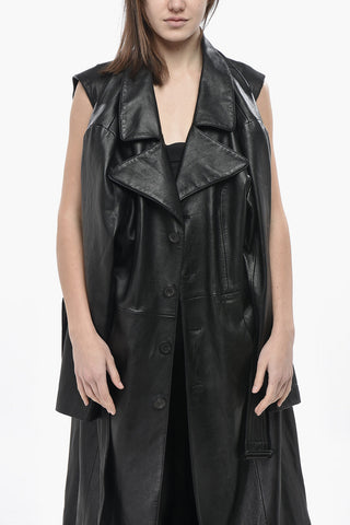 Leather Trench with Cut-outs and Belt
