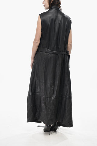 Leather Trench with Cut-outs and Belt