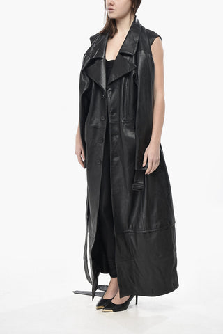 Leather Trench with Cut-outs and Belt