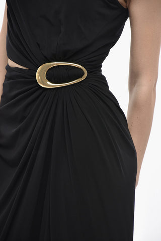 Vestito Monospalla in Viscosa con Cut-out e Maxi Fibbia