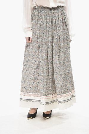 Cotton Maxi Skirt With Contrast Ruffle