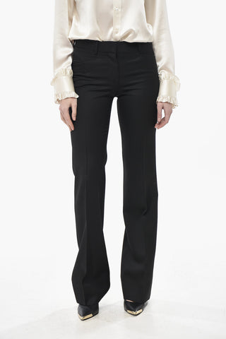 Pantaloni in Lana Grain de Poudre con Passanti