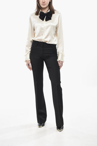 Pantaloni in Lana Grain de Poudre con Passanti