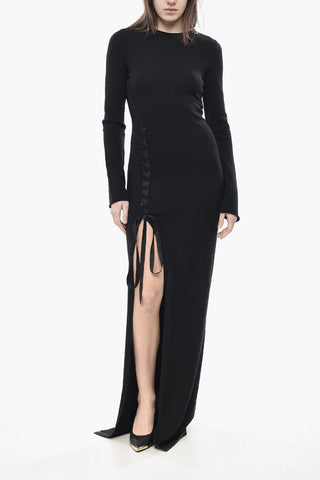 Vestito in Maglia di Lana con Dettaglio Lace-up